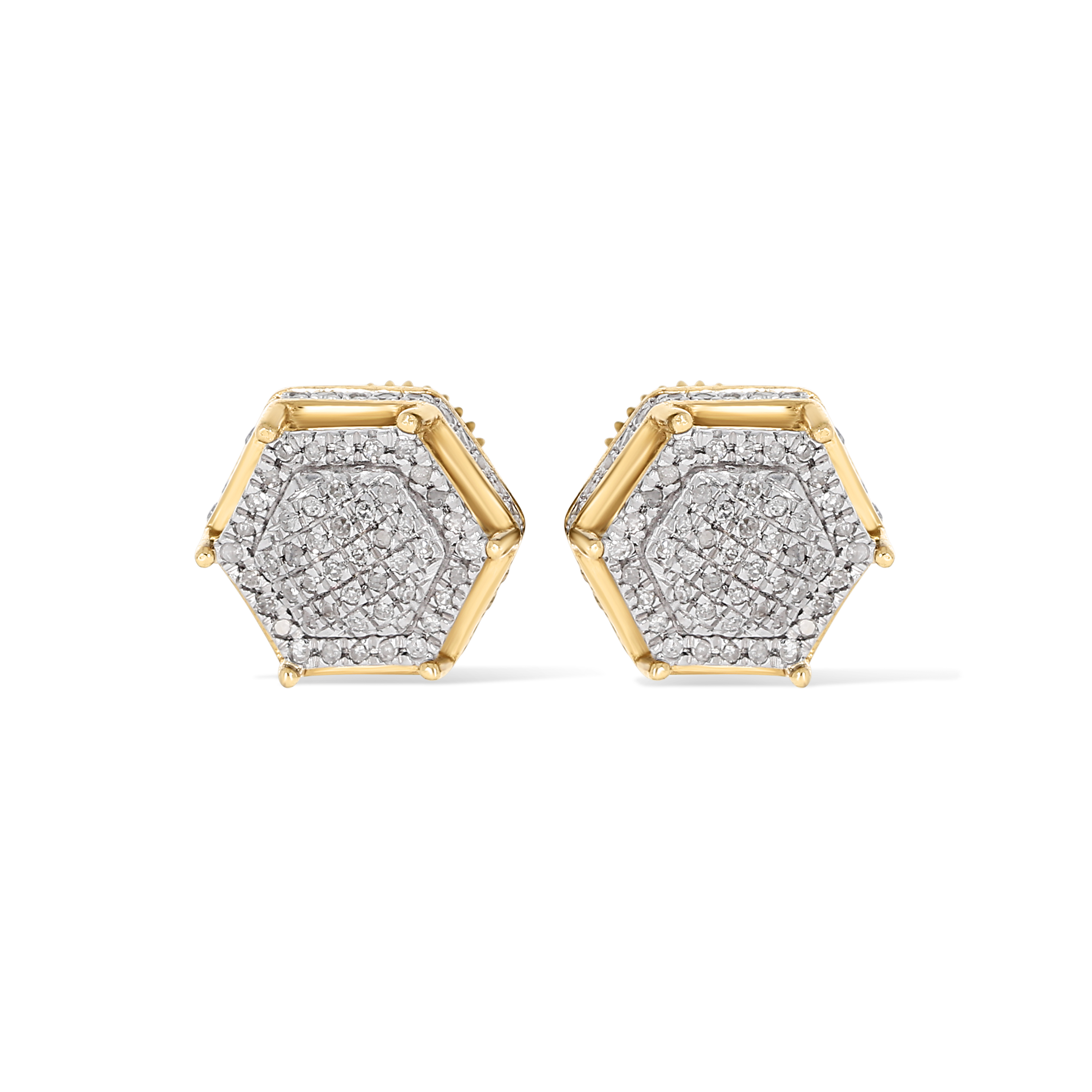 Stacked Hexagon Diamond Earrings 0.27 ct. 10k Yellow Gold